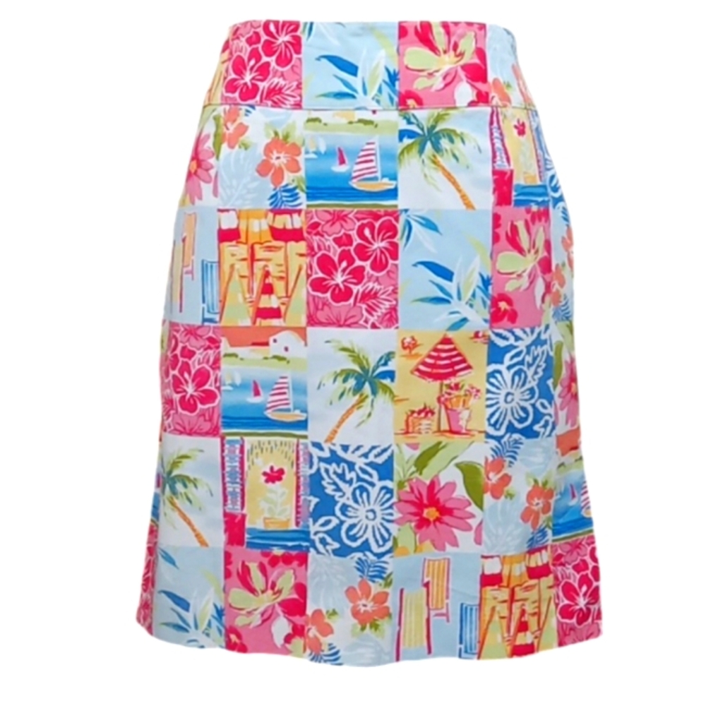 Talbots Tropical Patchwork Print A-line Skirt Cotton Canvas Stretch Sz 10 - Picture 7 of 12